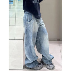 Lunivop Blue Womens Jeans High Waist Vintage Straight Baggy Denim Pants Streetwear American Style Fashion Casual Wide Leg Denim Trouser