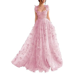 Lunivop  Elegant Butterfly Decal Evening Dress Lace Beach Wedding Dresses for Women Straps Party Dresses Outdoor Shooting Formal Dress