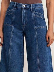 Lunivop  Women’s Deep Blue Wide Leg Jeans - Stylish Denim Trousers for Comfort and Versatility