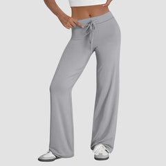 Lunivop  Activewear Women Wide Leg Pants Casual Cotton Yoga Pants With Pockets High Waist Drawstring Baggy Sweatpants Flare Leggings