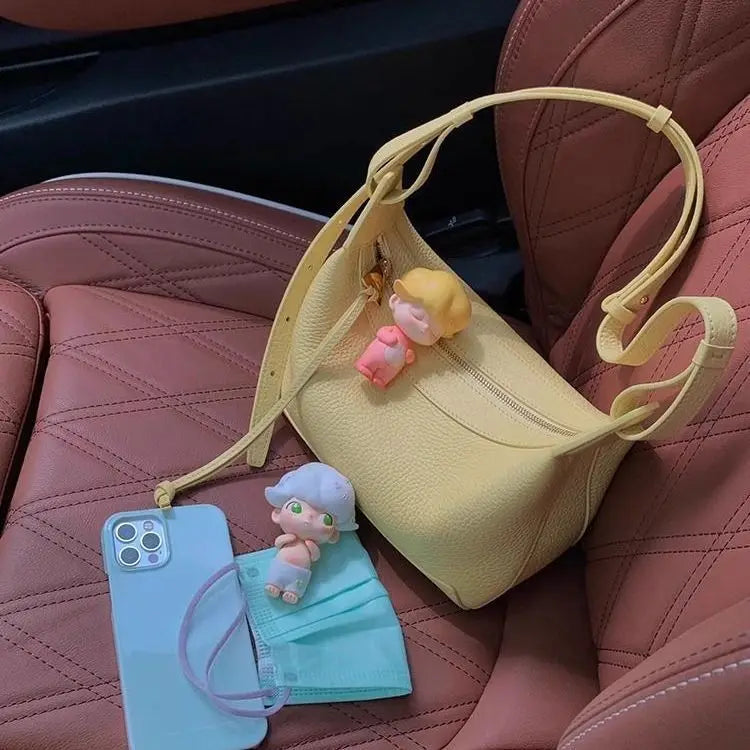 Lunivop  Sweet Cute Yellow Tote Bag Women Pebbled Leather Large Capacity Shoulder Bag Ladies Fashion Vibrant Commuter Crossbody Bags