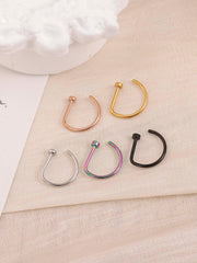 Lunivop  New Curved Barbells Fake Nose Piercing D Shaped Tragus Helix Stud Earring Hoop Septum Stainless Steel Ring Nostril Body Jewelry