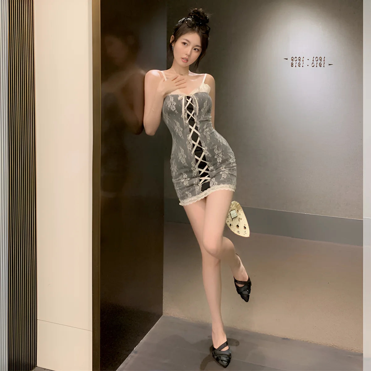 Lunivop  Elegant Sweet Lace Patchwork Camisole Dresses 2025 Summer New Bodycon Vest Dress for Women Sexy Slim Waist Vestidos De Mujer