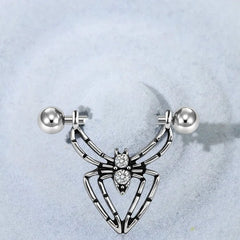 2pcs Halloween Elements Nipple Ring Nipple Piercing Jewellery Skeleton Hand Spider Heart Bat Wings Tight Spell Teeth Octopus