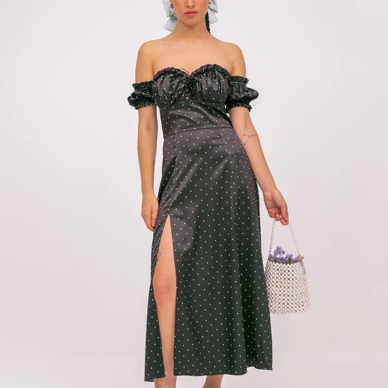 Lunivop  Female Dress Dress Straight Shoulder Agaric Edge Florals Buttons Down Ruched Sweetheart Neck Sleeveless Midi Woman Clothing