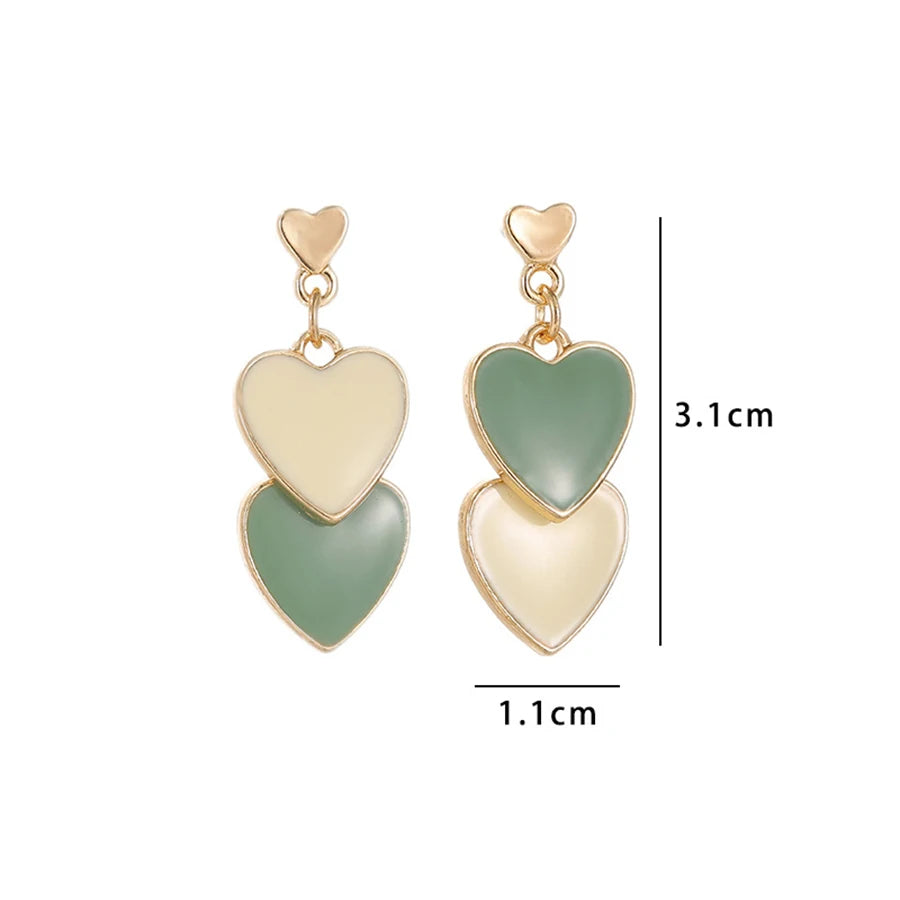 Lunivop Fashion Simple Asymmetric Color Matching Heart Earrings for Women Needle Studs Sweet Elegant Party Gifts