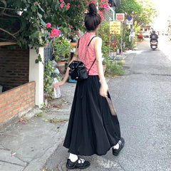Lunivop Vintage Black Ruffle Skirt Women Japanese Style Gothic Long Skirt Fashion Harajuku Retro Streetwear Skirts Aesthetics