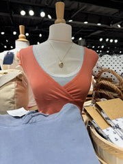 Lunivop  Orange V-neck Sleeveless T-shirts Women Summer Simple Casual Fairy Style Slim Cotton Crop Tops Sweet Cute Preppy Style Vests Y2K