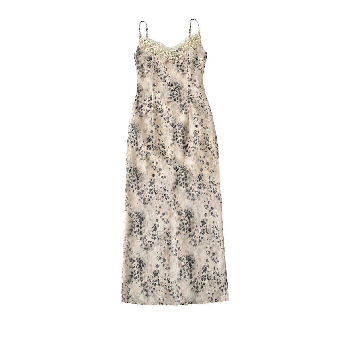 Lunivop  New Sexy Leopard Print Spliced Lace V neck Short Sling Dress Women Side Zipper Back Slit Chiffon Tank Femme Vestidos Robe