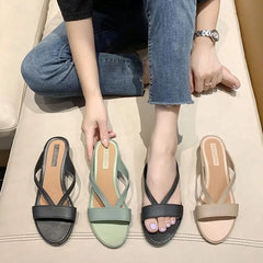 Lunivop  Woman Slippers Height Wedge Heel Open Toe Slides on Beach Green Outside Sandals Shoes for Women Small Size Luxury Designer G F Y