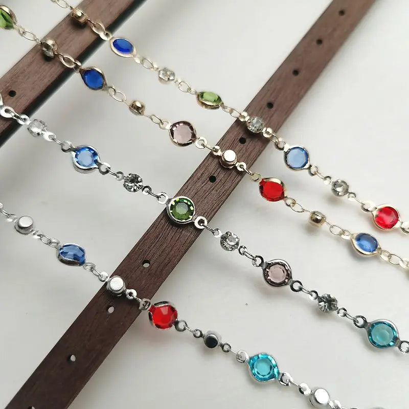 Lunivop Fashion Colorful Crystal Chain Necklace for Women Simple Silver Color Long Y-shaped Clavicle Chain Necklace Party Jewelry Gifts