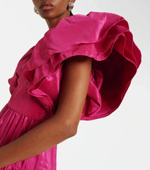 Lunivop  Elegant Long Pleated Evening Dresses  A-Line V-Neck Taffeta Middle East Floor Length Prom Dress Party Dresses for Wom