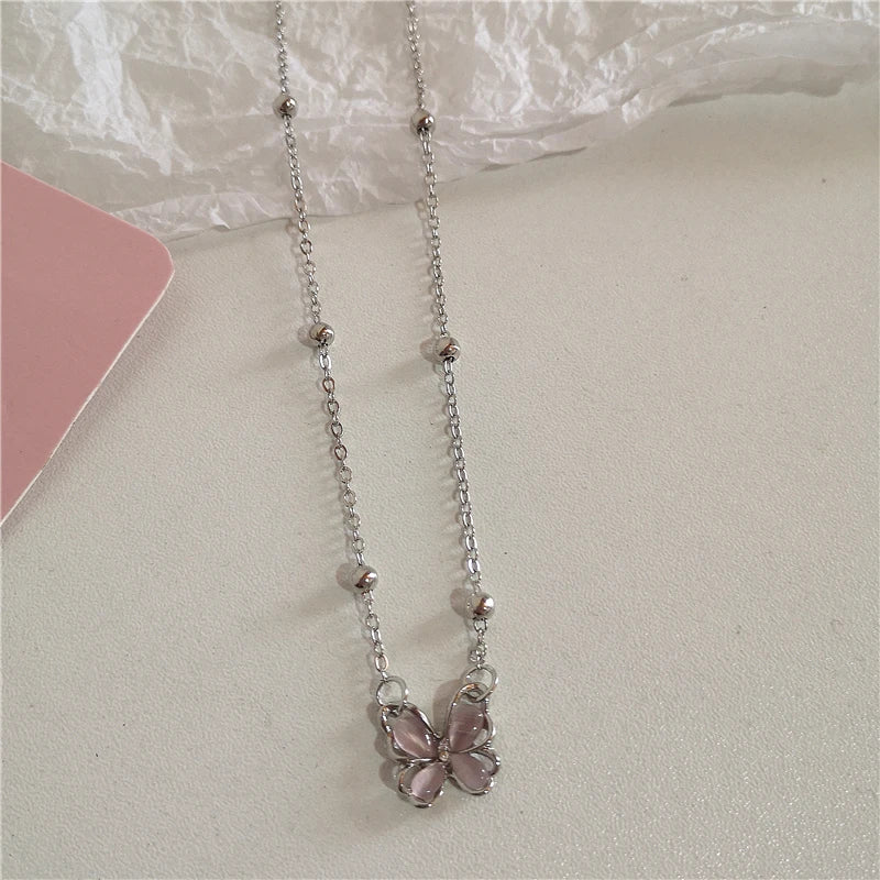 Lunivop Goth Harajuku Cute Pink Cross Heart Bowknot Cat Moon Pendant Chain 90s Aesthetic Necklace Kpop Girl EMO Y2k Grunge Accessories