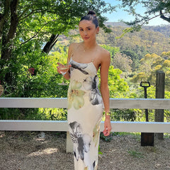 Lunivop  Summer Fashion Series New Women's Elegant Strap Printed Bohemian Style Beach Vacation Backless Hot Girl Dress