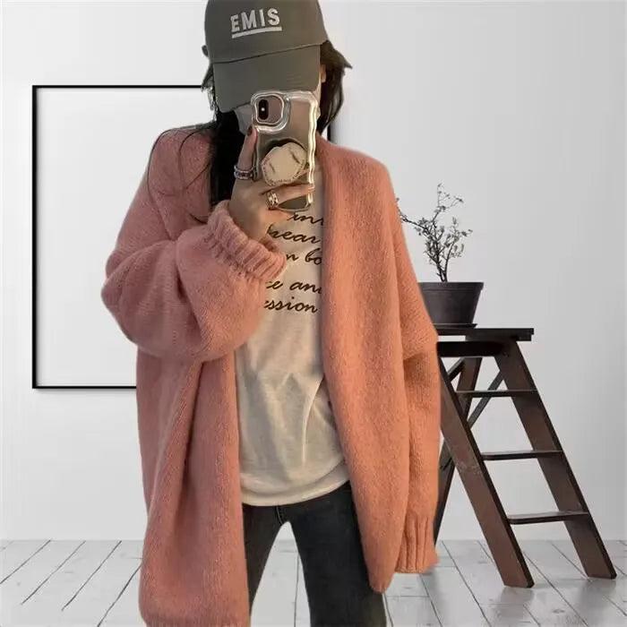 Lunivop Oversized Open Front Knit Cardigan for Women Comfy Sweater Coat Female Open-front Duster Cardi Casual Chic Autumn Winter Outfit