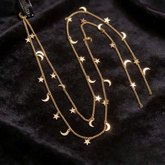 Lunivop  1Pcs Fashion Moon Star Braided Hair Clip For Women Elegant Metal Long Tassel Chain Hair Chain Hair Accessories