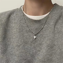 Lunivop Simple Trendy Vintage Hollow Cross Star Pendant Neck Choker Necklace Women Men Fashion Chain Jewelry Y2K Aesthetic Accessories