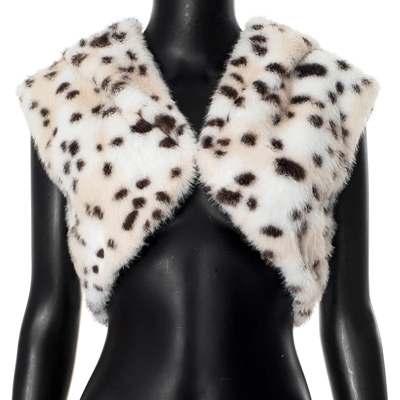 Lunivop Autumn Winter Fashion Leopard Spotted Faux Fur Short Jacket Women Hooded Sleeveless Single Button Hipster Streetwear Vests