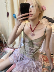 Lunivop  Elegant Heavy Lace Patchwork Tank Top Fashion Print Slim Fit Sexy Crop Top Women 2025 Summer New Sleeveles Amisole Vest