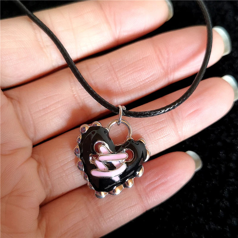 Lunivop Gothic Punk Heart Pendant Choker Snake Chain Rope Chain Necklace For Women Y2k Aesthetic Vintage 2000s Jewelry Scene Accessories