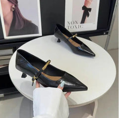 Lunivop  French Vintage Pointed Mary Jane Shoes for Women Spring Workwear High Heels Woman Stiletto Heels Office Leather Shoes