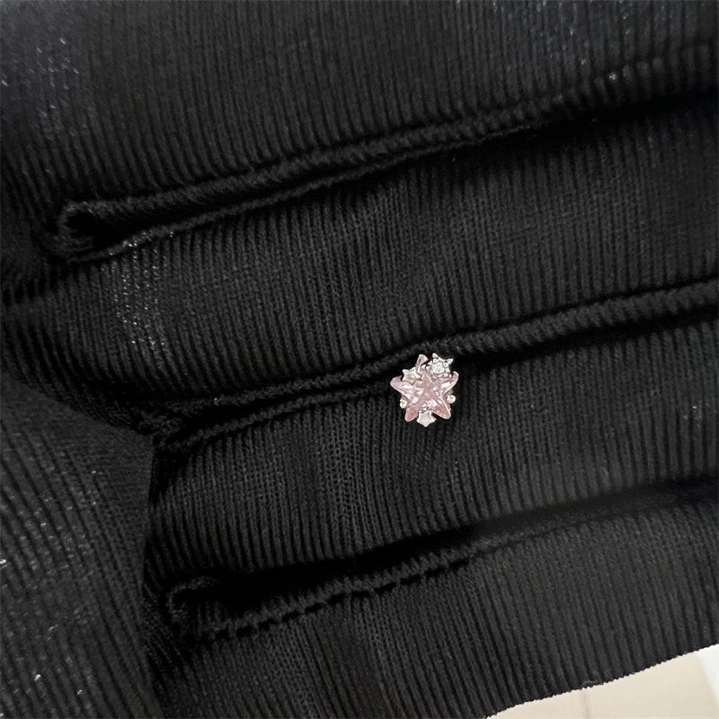 Lunivop 1PCS Cute Pink Zircon 316L Stainless Steel Ear Bone Nail New Fashion Y2K Punk Small Earring for Women Cochlea Jewelry Party Gift