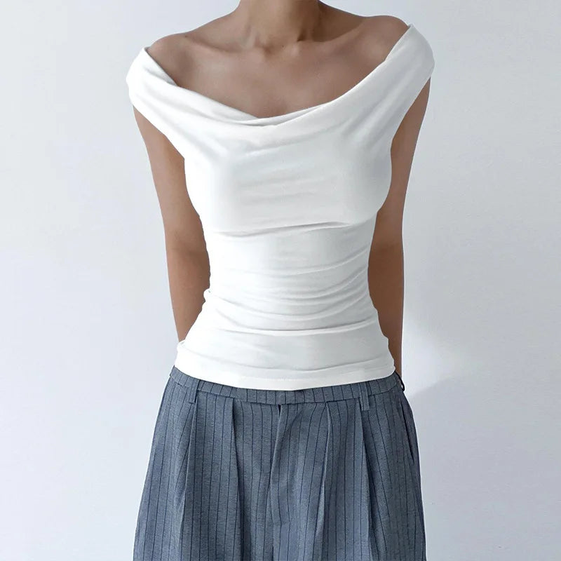 Lunivop Camis and Tanks Women Sleeveless Swing Collar Backless Tie Back Ruched Top Summer Ladies Daily Outfit