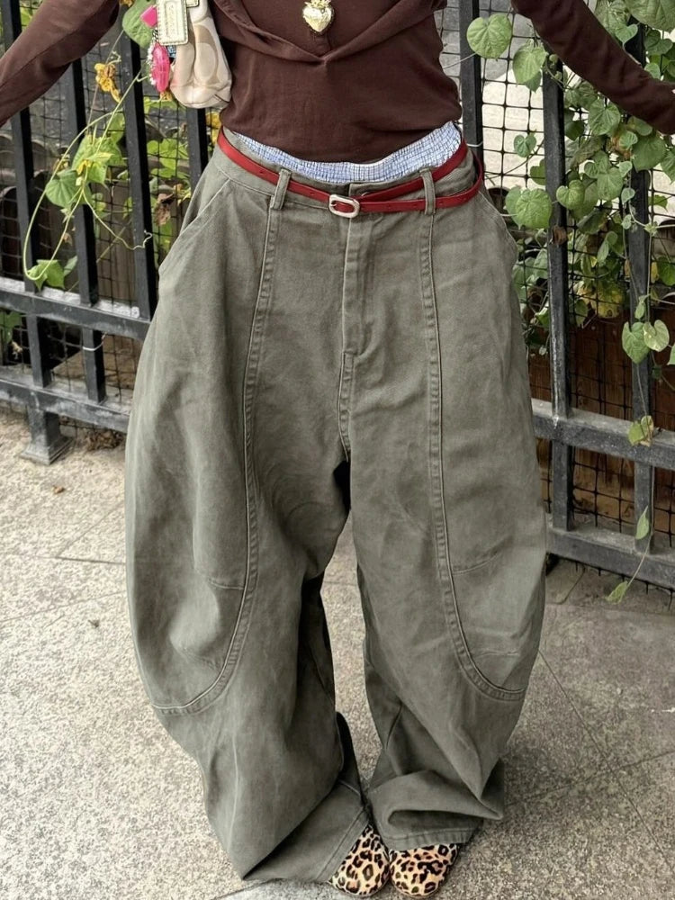 Lunivop Y2K Vintage Women's Cargo Pants Harajuku Oversize Wide Leg American Retro Pants Baggy Casual Summer Thin Trousers Gyaru