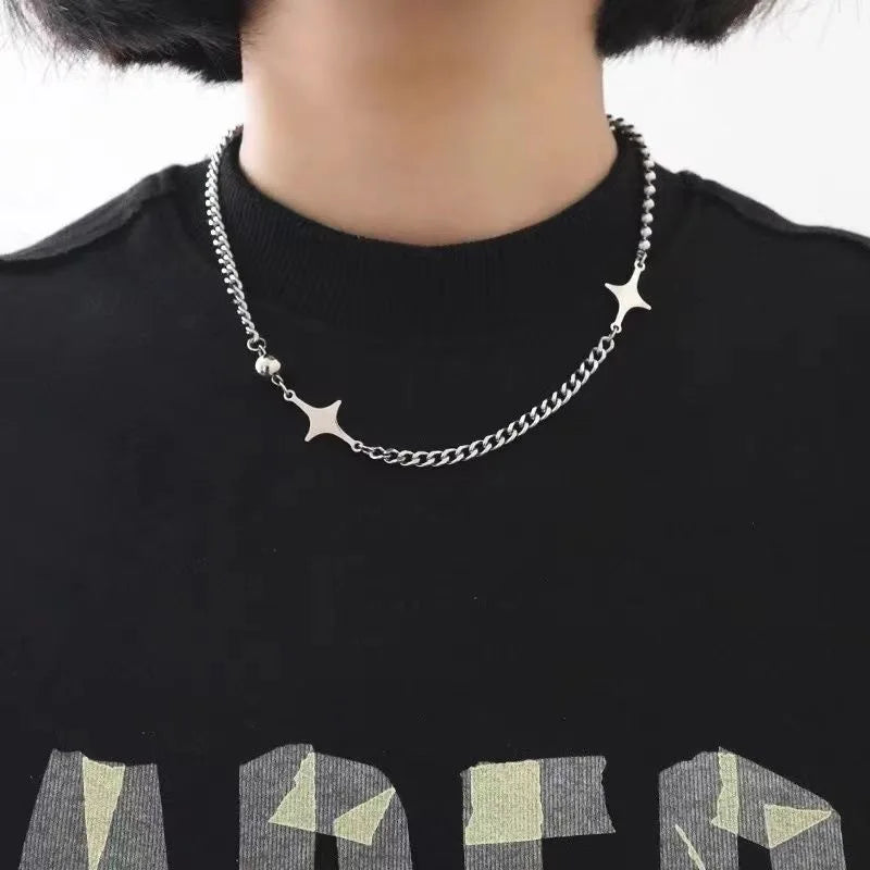 Lunivop Collar Heart Necklace For Women Punk Stainless Steel Chain Hip Hop Fashion Simple Letter Chokers Statement Goth Jewelry