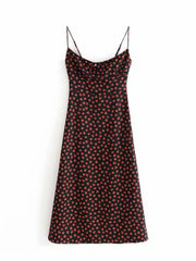 Lunivop  Sexy Women Bow Lacing up Slash Collar Back Elastic Ruched Long Robe Retro French style Summer Rose Flower Print Midi Sling Dress