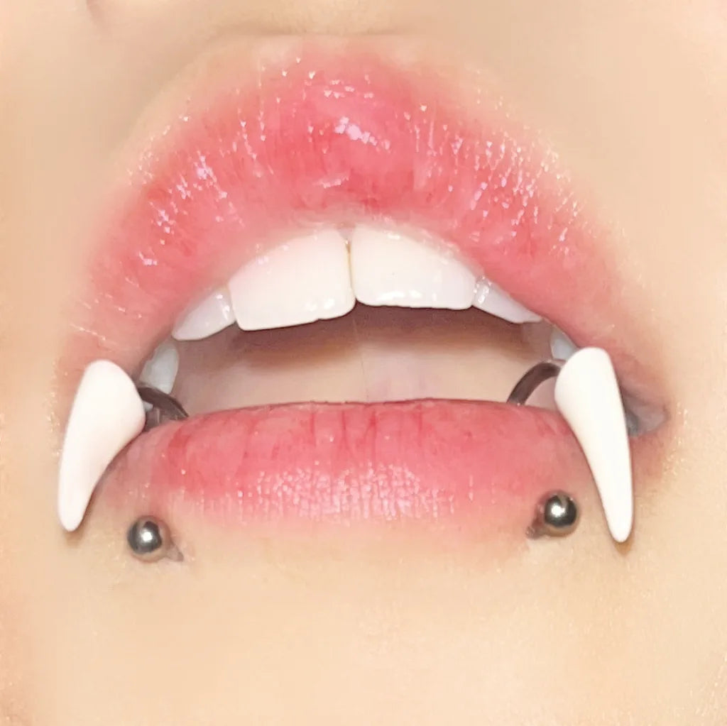 Lunivop 1pc Resin Tusk Labret Piercing Lip Ring For Women Men Gothic Punk Stainless Steel Detachable S Shape Body Jewelry Halloween Gift