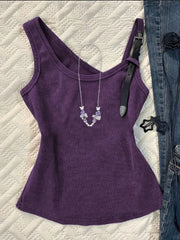 Lunivop  Y2k Irregular Purple Camisole Vest for Women Summer Vintage Fashion Slim Fit Tank Top 2025 New Sleeveless Tops Mujer