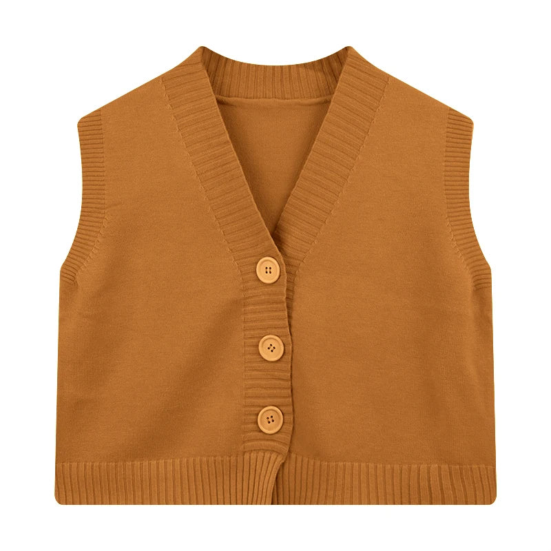 Lunivop Button Down Sweater Vest for Women Teen-girl V-Neck Sleeveless Crop Knit Jacket Top Basic Outfit