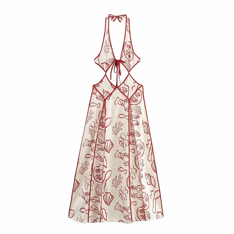 Lunivop  Chic Printed Hollow Out Beach Dresses Fashion Women Sleeveless Backless Maxi Dress Summer New Holiday Lady Party Vestidos