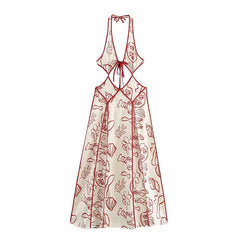 Lunivop  Chic Printed Hollow Out Beach Dresses Fashion Women Sleeveless Backless Maxi Dress Summer New Holiday Lady Party Vestidos