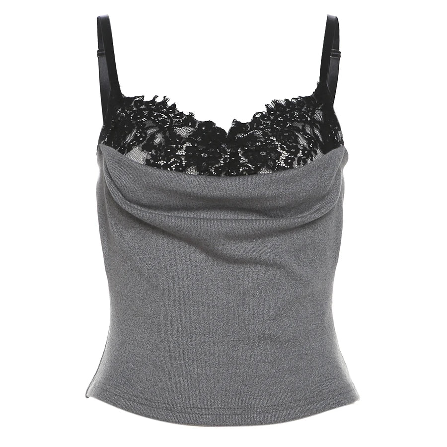 Lunivop  Nibber Splicing Summer New All-Match Simple  Tight-Fit Sexy Hot High Street Trendy Cool Cool Women's Solid Color Camisole Vest