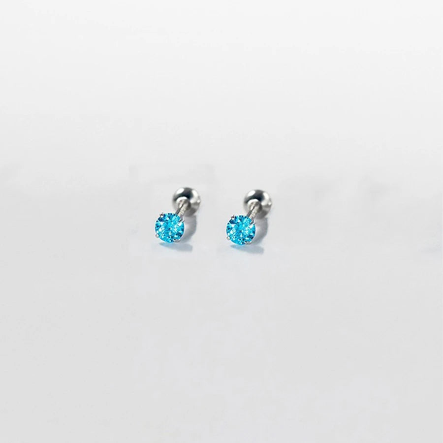 Lunivop New Fashion Simple Bling Blue Zircon Stainless Steel Earrings for Women Niche Design Charms Studs Sweet Elegant Party Jewelry