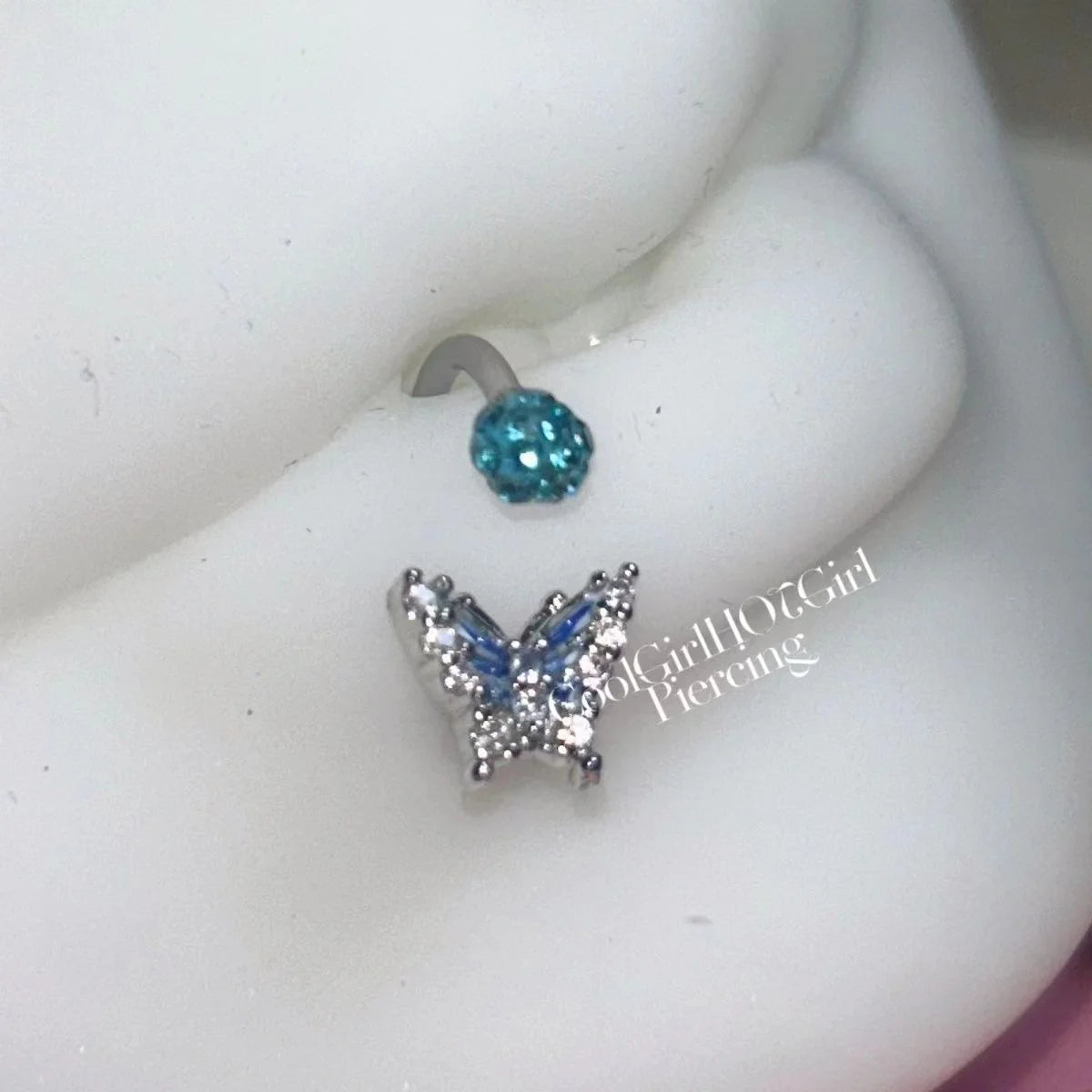 Lunivop Blue Butterfly Lip Ring C Ring Horseshoe Ring Mud Ball Lip Labret Piercing Jewelry Stainless Steel Earrings Septum Piercing