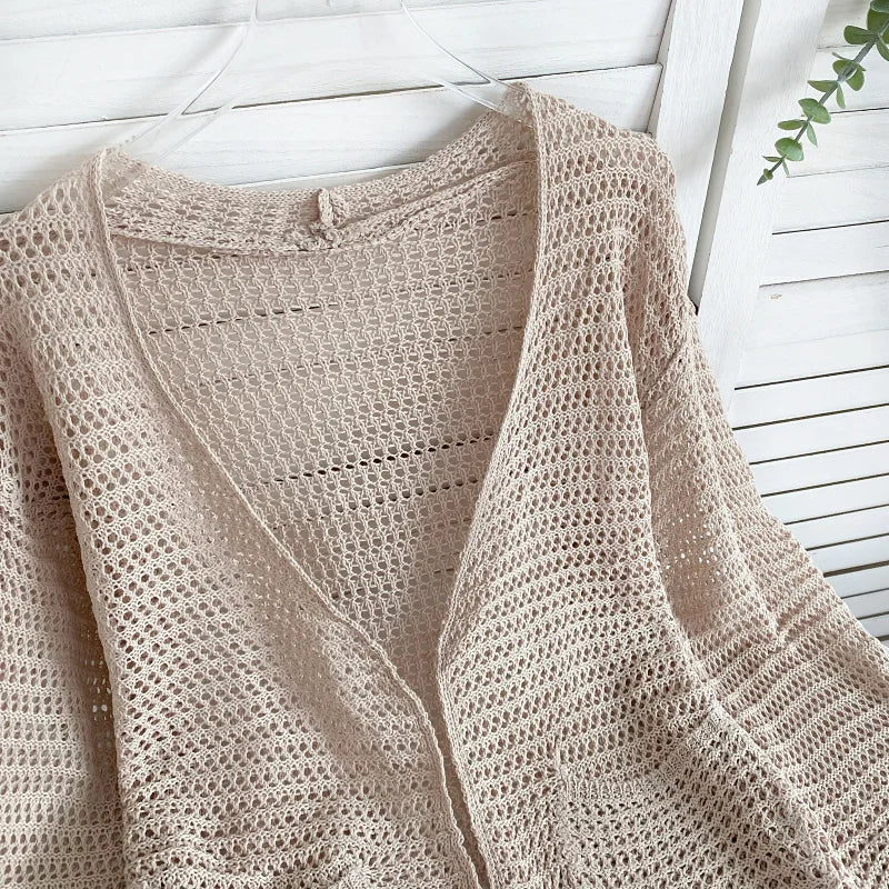 Lunivop Pointelle Knit Long Sleeve Open Front Cardigan Sweater for Women Cover-Up Spring Summer Teengirl Casual Outfit