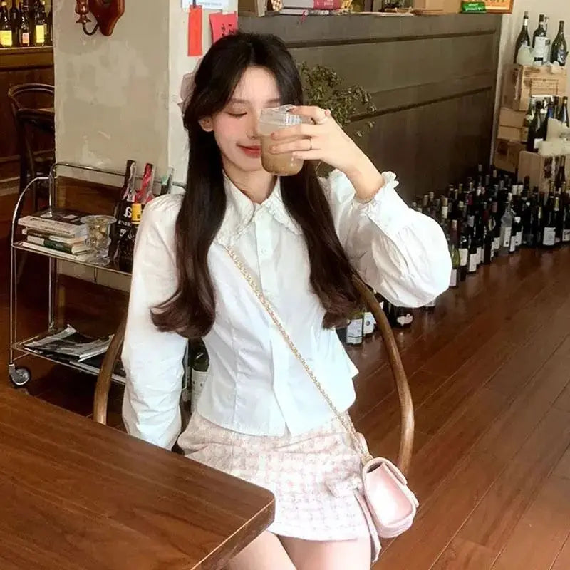Lunivop  Sweet White Women's Blouses Japan Korean Style Early Autumn Shirt Women Subcultural Y2k New Blusas Mujer Lolita Sweet