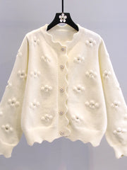 Lunivop Chic Floral Cardigan Sweaters Women Sweet Preppy Style Cute Knitted Coats Fashion Long Sleeve Loose Female Fall Elegant Top