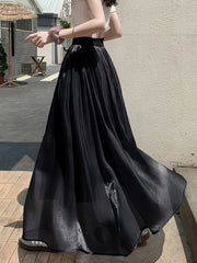 Lunivop  Casual Loose Black Long Skirt Women Fashion High Waist Sweet Skirts Summer Chic Sweet Female Simple Korean Long Skirts New