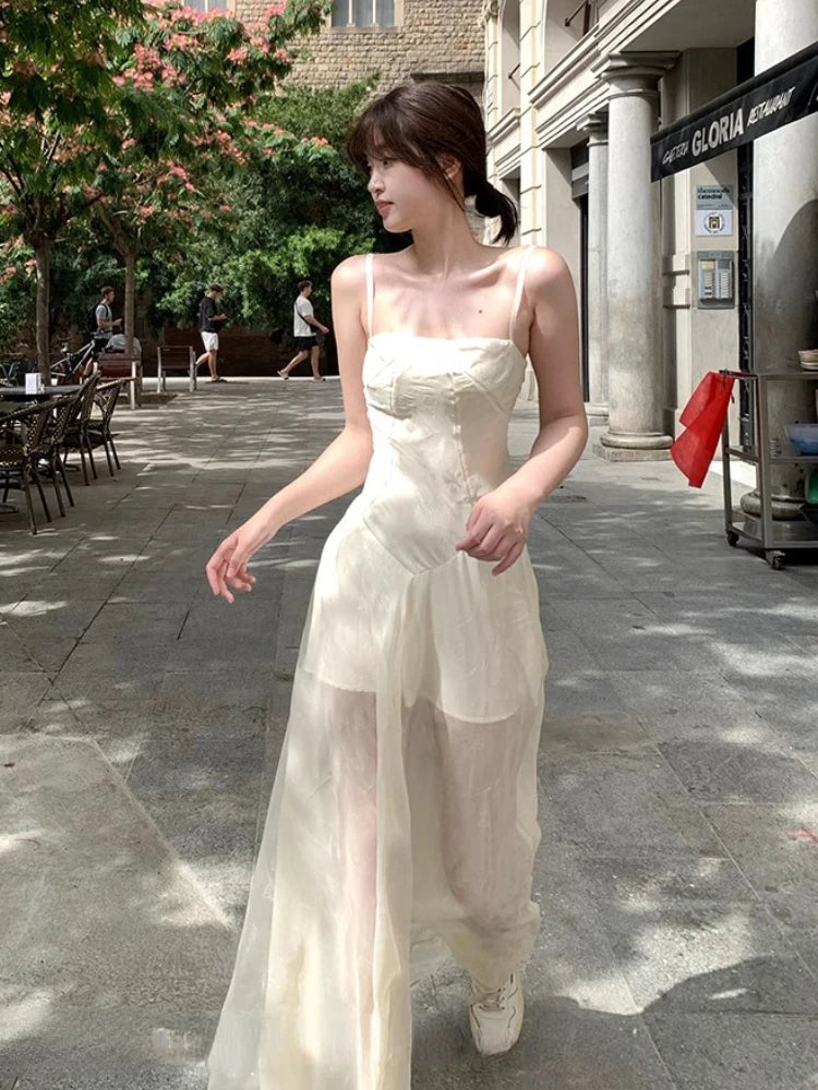 Lunivop Elegant Floral Fairy Dress Women Casual Sweet Y2k Clothing Sexy Strap Dress Even Party One Piece Dress Korean Chic Sleeveless