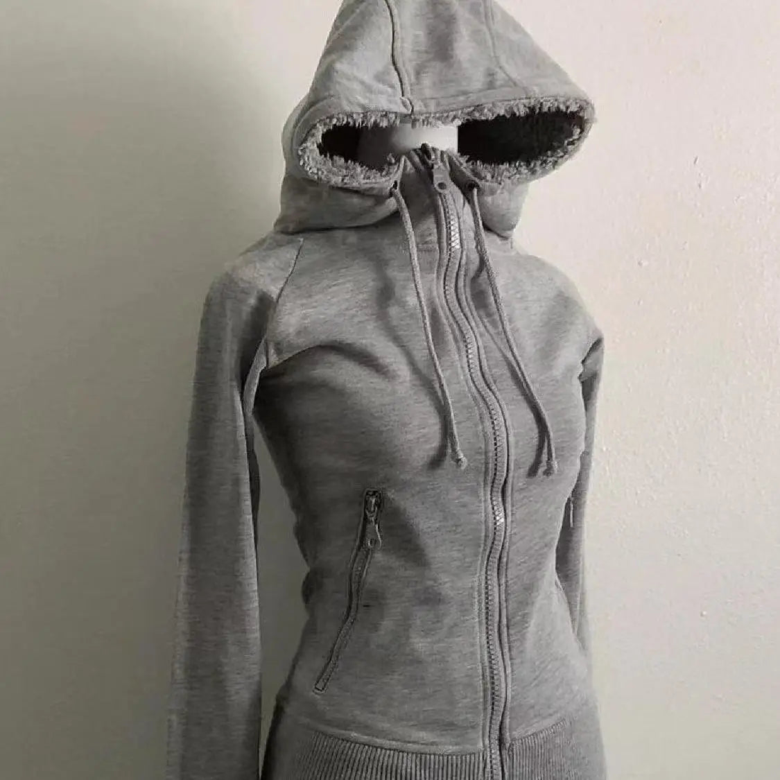 Lunivop  American Vintage Plush Thicken Hoodie for Women Winter New Niche Casual All Match Long Sleeves Zip Up Hoodie Slim Fit Y2k Top