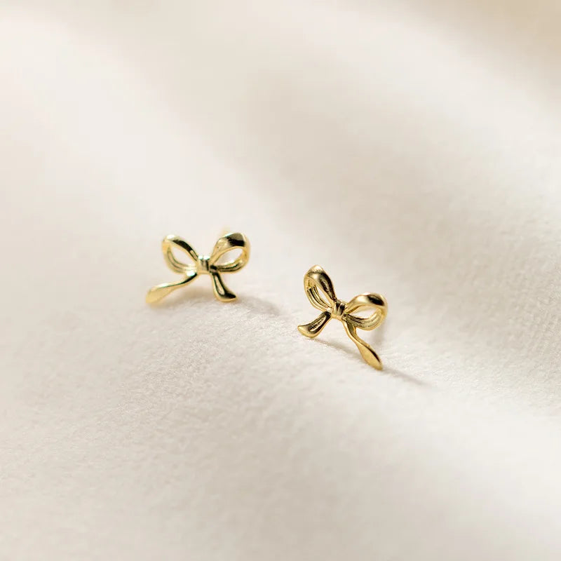 Lunivop  Needles Gold Color Simple Small Butterfly Stud Earrings for Women Hypoallergenic Daily Wear Ear Girls Pierc Gifts