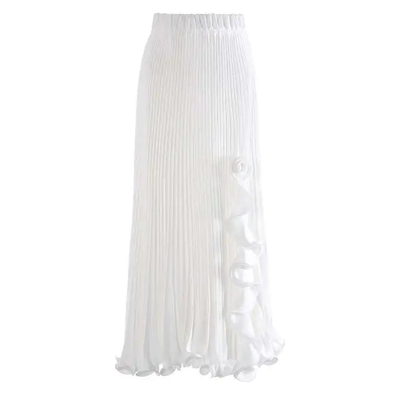 Lunivop Fashion Women's High Waist Skirt 3D Flower Asymmetric Lotus Leaf Edge A Line Female Skirts New Tide