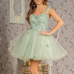 Lunivop  Vintage Appliques Tulle Strap Graduation Formal Prom Party Gown Short Wedding Dresses Mini Robe De Soiree