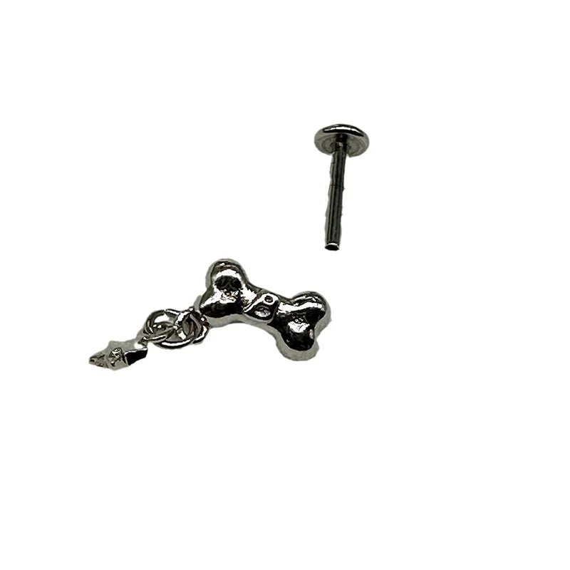 Lunivop  1Pc Trendy Y2K Stainless Steel Bone Chain Star Stud Earrings 1.2mm Tongue Ring Punk Piercing Jewelry Gift for Women