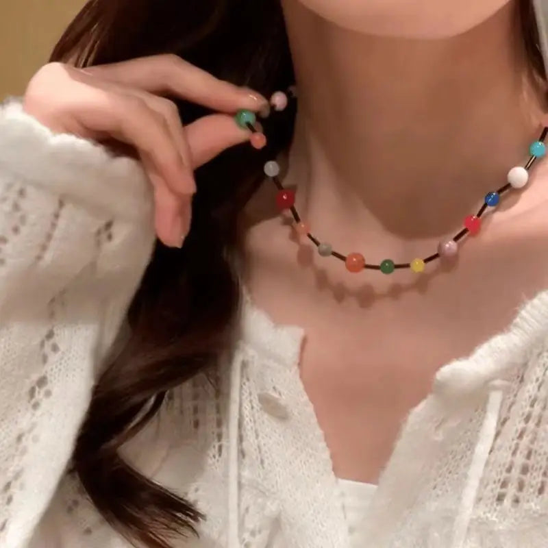 Lunivop Bohemian colored bead necklace for women handmade DIY summer jewelry