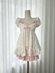 Lunivop  Kawaii Harajuku 3 Piece Set Women Gothic Lolita Lace Shirt Slim Y2K Skirt Aesthetic Korean Fashion Suit Chic